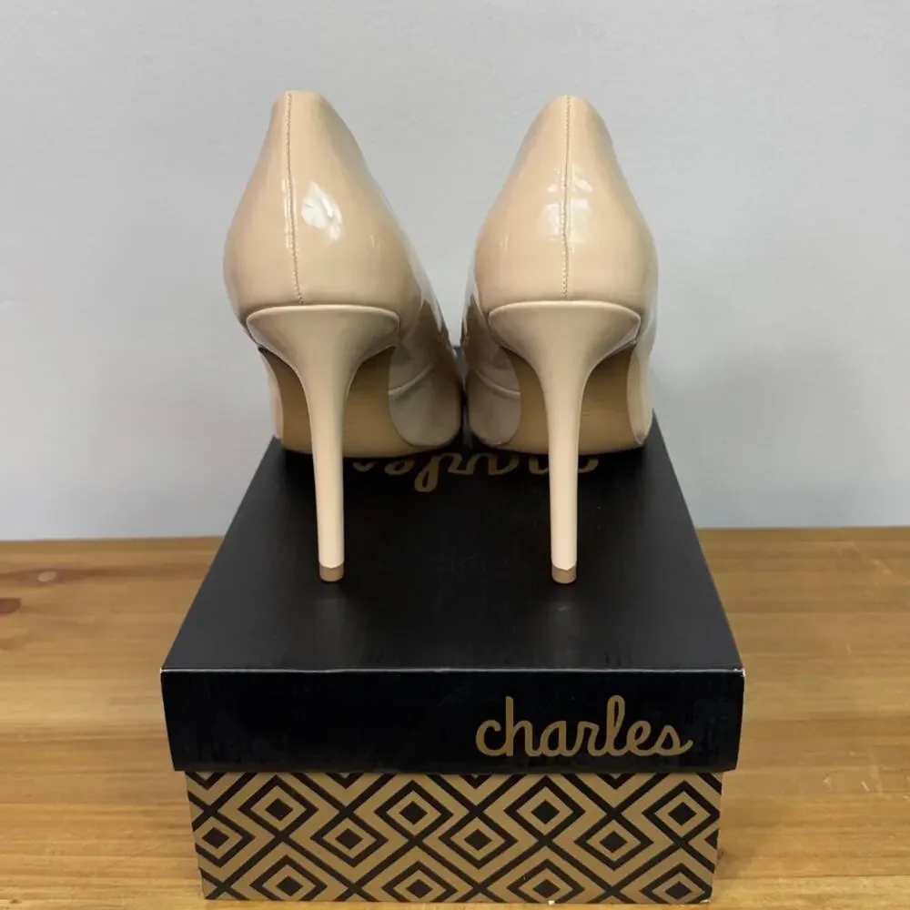New Charles David Pact Stiletto Heel Pumps in Nude Patent Women's Size 9